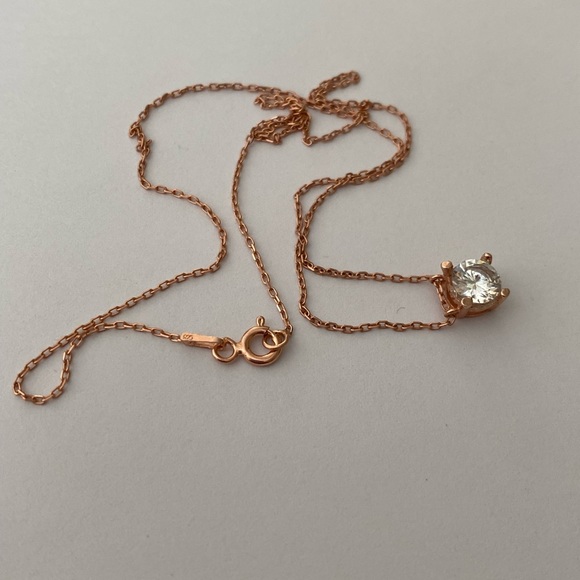 925 silver cz cubic zirconia necklace gold plated - Picture 2 of 3